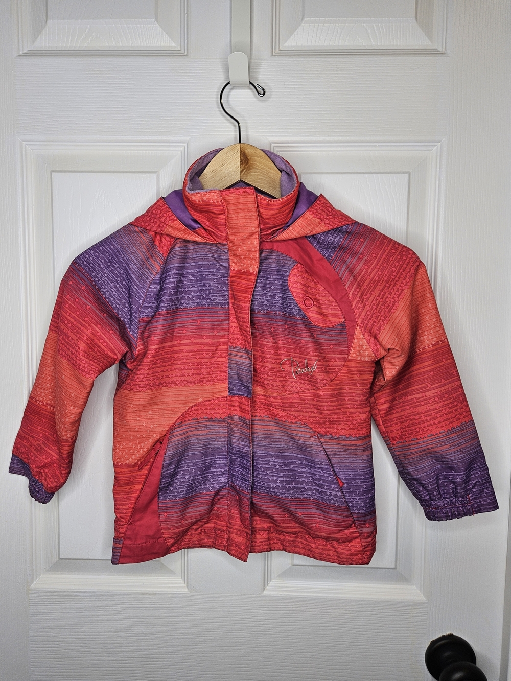 Paradox Girls Water Resistant Jacket Hooded Lightweight Coat Red Purple XS